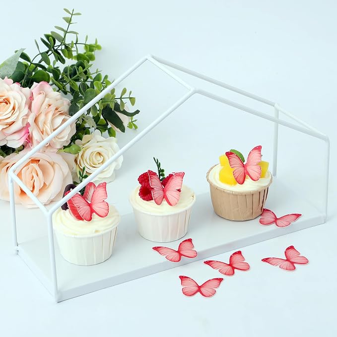48PCS Wafer Paper Butterfly Cake Toppers YOcity Edible Butterflies for Cake Decorations Red Butterfly Cupcake Toppers for Birthday Party Wedding Food Decorations (Red) - Image 5
