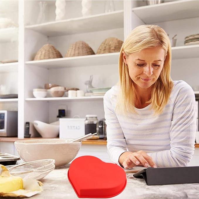 Heart Silicone Cake Pans - Non-Stick, Reusable Molds for Cheesecake, Brownies & More - Perfect for Valentine's Day (1 Pack)