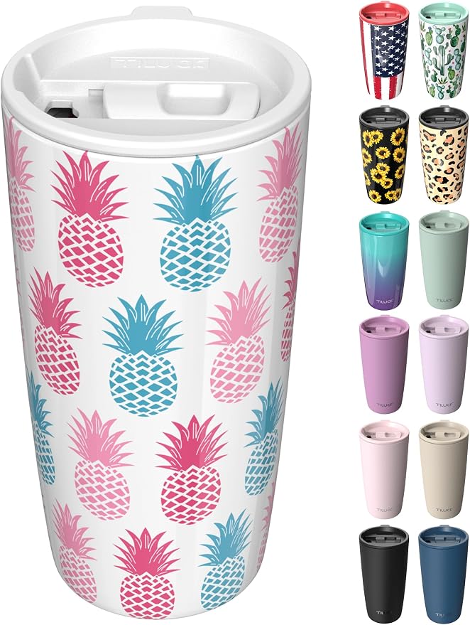 TILUCK 20 oz Insulated Coffee Tumbler with BPA-Free Lid | Travel Coffee Mug, Dishwasher Safe, Cup Holder Friendly, Double-Wall Vacuum Insulation for Hot & Cold Drinks,Pineapple by TILUCKBringsGoodLuck