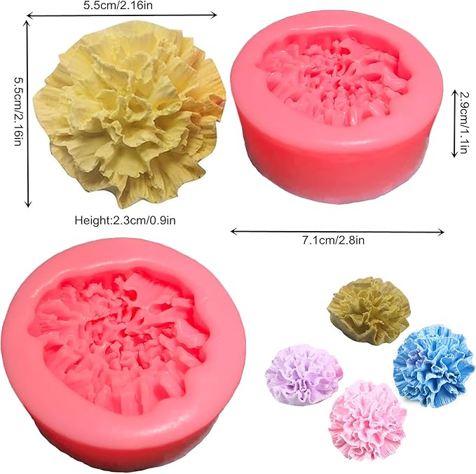 Soap Molds Carnations Flower, 3D Flowers Silicone Handmade DIY Candy Melt Mold, Chocolate Cookie Making Tools, Christmas Cake Candles Mould, Christmas Party Decoration for Oven Cupcake