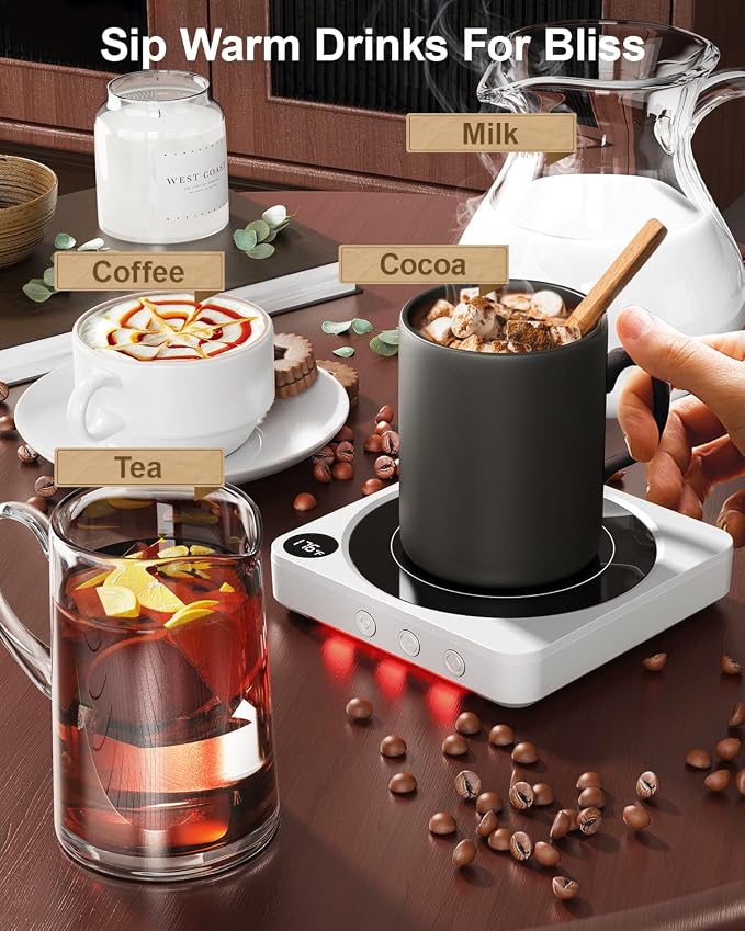 Mug Warmer - 36W Coffee Mug Warmer for Desk with Temperature Display, 2-12Hrs Auto Shut Off, Smart Candle Warmer - Ideal Coffee Gifts Accessories Keep Beverages Coffee Warmer - Image 4