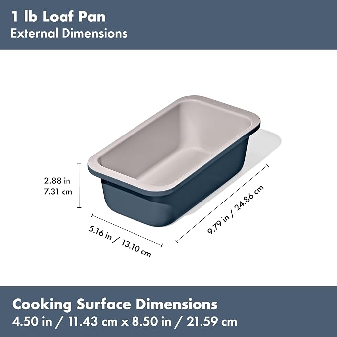 OXO Good Grips Non-Stick Pro Ceramic Coated Metal Bakeware 1Lb Loaf Pan – Storm Blue - Image 3
