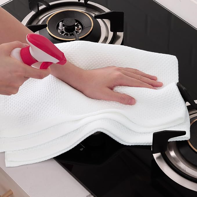 Homaxy 100% Cotton Oversized Waffle Weave Kitchen Towels 6-Pack, White | 20 x 28 Inches, Ultra Soft Absorbent Dish Towels, Quick Drying Large Cleaning Towels - Image 5