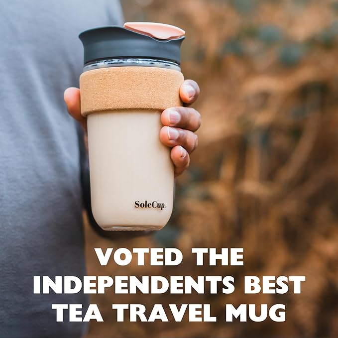 Large Travel Mug - Reusable Insulated Coffee Mug - 18oz/530ml BPA-Free Hot Drink Travel Mug with Lid & Cork Band (Black, 18oz)