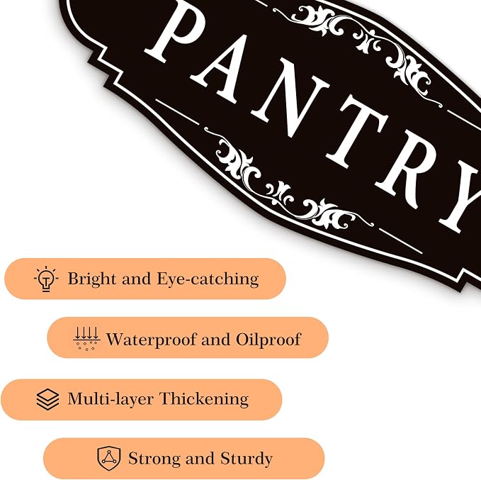 Pantry Door Sign Sticker for Kitchen, 9x3.5IN Self-adhesive Black | Farmhouse Pantry Decor for Home,Waterproof Vinyl Food Storage Decals for House Area, Glass/Wooden Door, Restaurant - Image 3