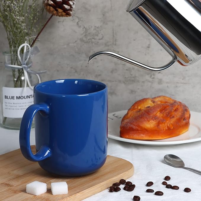 20 OZ Large Coffee Mug, M016 Ceramic Big Tea Cup with Handle for Dad Men, Blue - Image 3