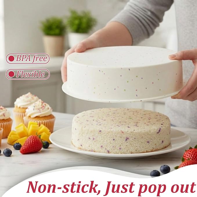8.7 Inch Silicone Round Cake Pan Set of 2, Nonstick Silicone Springform Pan for Baking Suitable for Making Layers, Cheese & Chocolate Cakes - Image 7