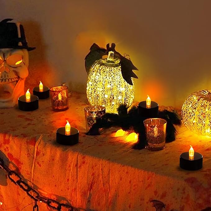 Tea Lights Battery Operated Candles LED Tea Lights Flameless Candles 200+ Hours Flickering Fake Tealights for Halloween, Christmas Aniversary Home Table Decor(Black, 100 Pack) - Image 7