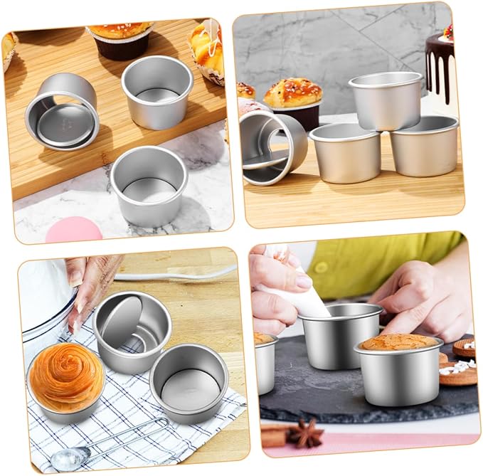 Ciieeo 6-Piece Removable Bottom Round Cake Pans Set 2-Inch Aluminum Alloy Baking Tins for Mini Cakes Nonstick Easy Clean Suitable for Home Baking - Image 2