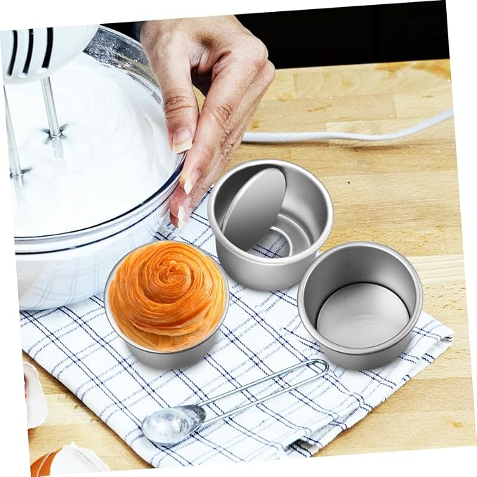 Ciieeo 6-Piece Removable Bottom Round Cake Pans Set 2-Inch Aluminum Alloy Baking Tins for Mini Cakes Nonstick Easy Clean Suitable for Home Baking - Image 4