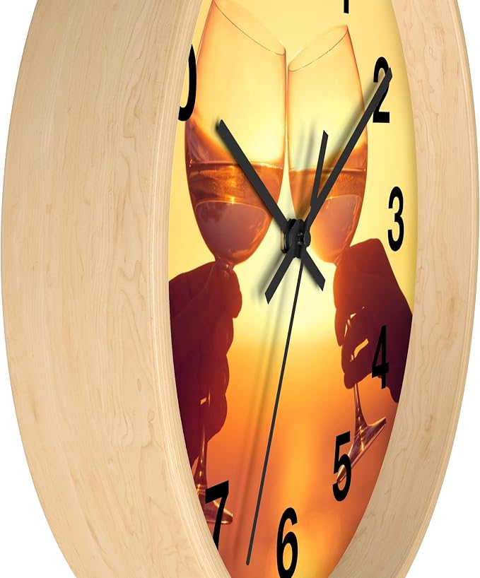 Mozingo ~ Wine Clock for Kitchen Bar Wall It's Wine O'clock Silent Time Gift Home Decor Made In USA, 10" (Hour Marks - Numbers, Clock Frame Color - Natural Wood, Wine Theme #05) - Image 2