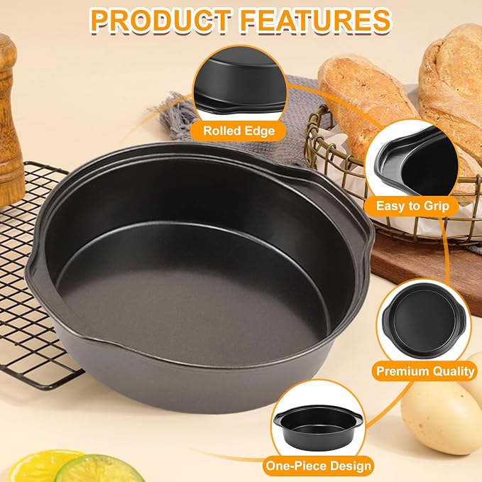 6 Inch Cake Pan - 3PCS Carbon Steel Round Cake Pans with 100 Pieces Parchment Paper, Non-stick & Easy Demolding, Non-toxic & Healthy - Image 3