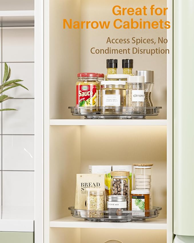 LAMU 2 Pack Lazy Susan Organizer 9 inch Lazy Susan Turntable for Cabinet, Rotating Spice Organization for Cabinet, Kitchen, Table Top, Countertop, Pantry Fridge Organizers and Storage, Gray - Image 3