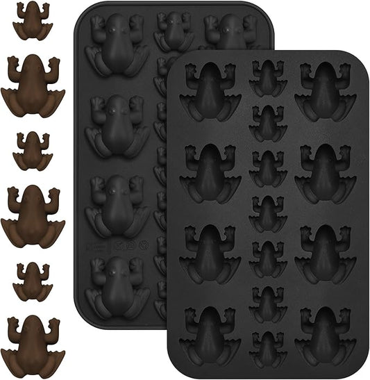 Tessco for you 2 Pieces Silicone Frog Chocolate Mold Halloween Candy Frog Shaped Passover Jelly Ice Tray Fun Gummy Animal Mold for Birthday Wizard Party Cake Decoration Kitchen Gift (Black)
