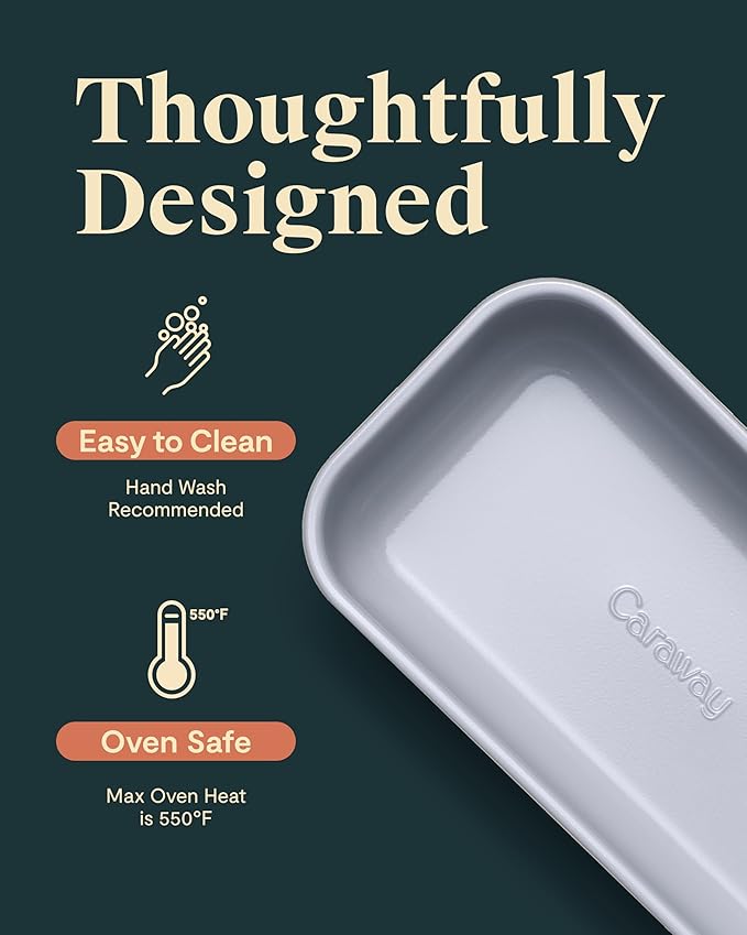 Caraway Non-Stick Ceramic 1 lb Loaf Pan - Naturally Slick Ceramic Coating - Non-Toxic, PTFE & PFOA Free - Perfect for Pound Cakes, Breads, & More - Marigold