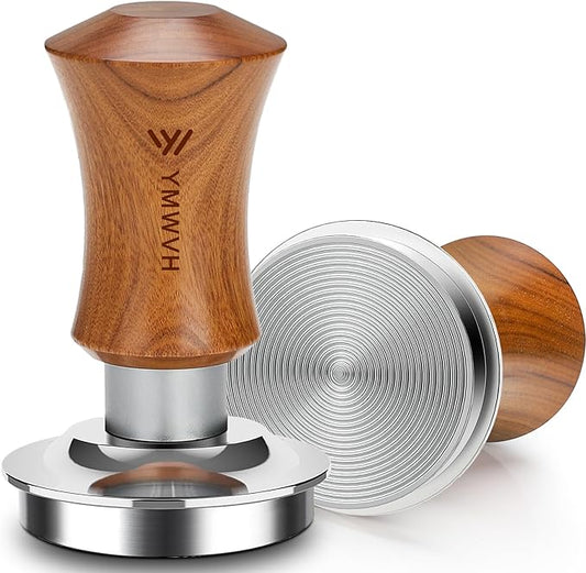 V5 Espresso Tamper, 58.3MM 2 Spring-loaded Calibrated Tamper with Stainless Steel Ripple Base, Walnut Wooden-Handle Tamper Compatible with Gaggia series Espresso Machine Portafilter and 58mm E61 Group