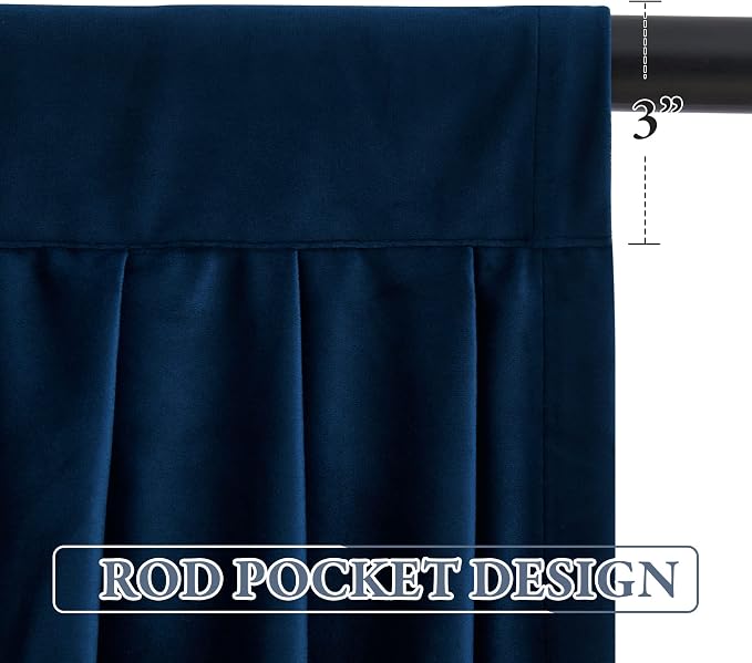 Navy Blue Velvet Waterfall Valances W39 inches, 1 Panel | Classic Valance Curtains for Bay Window, Kitchen, Victorian Match Curtains for Backdrops, Rod Pocket - Image 3