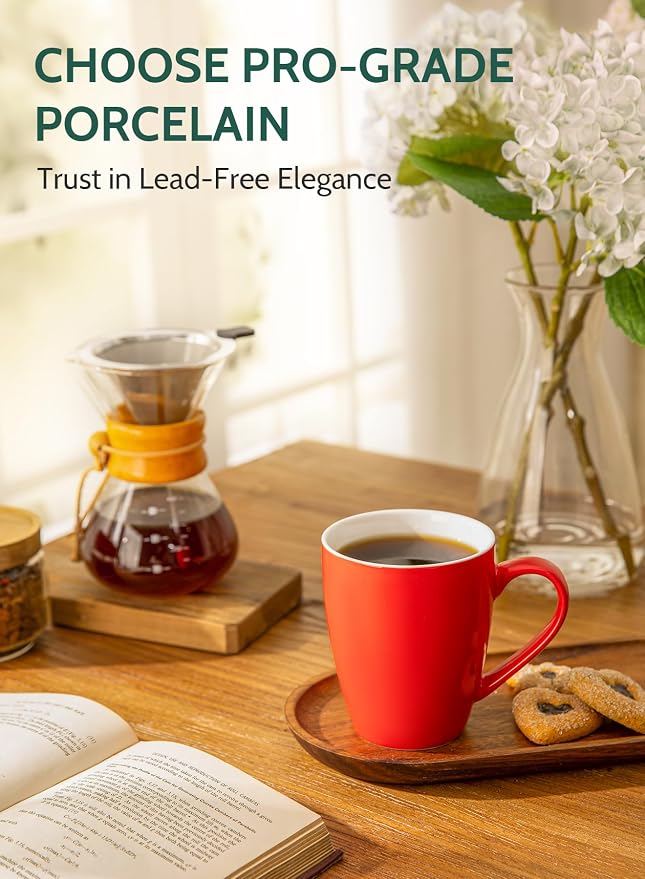Sweese Porcelain Coffee Mugs - 16 Ounce (Top to the Rim) for Coffee, Latte, Tea, Cocoa, Set of 4, Red - Image 3