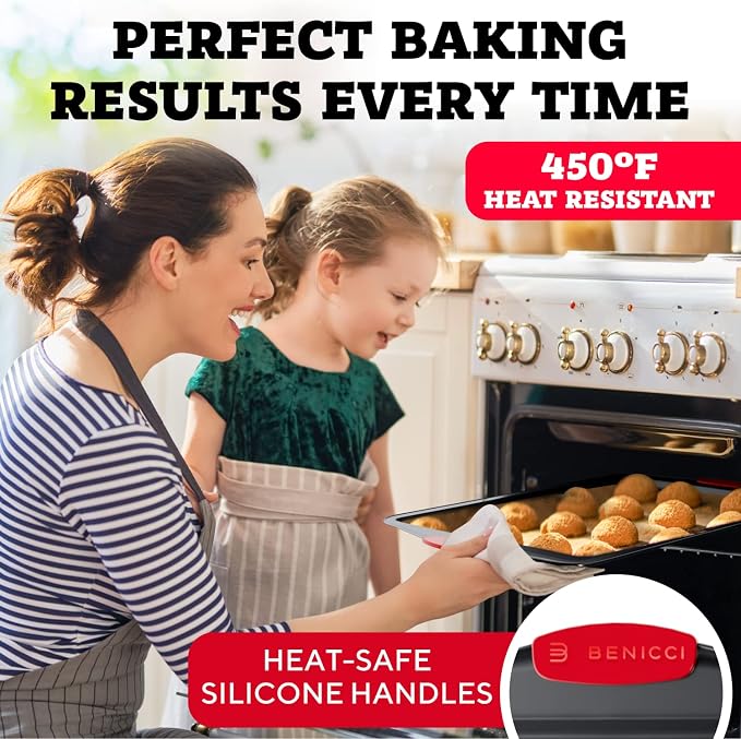 Premium Non-Stick Baking Sheets Set of 3 - Deluxe BPA Free, Easy to Clean Racks w/Silicone Handles - Bakeware Pans for Cooking Baking Roasting - Lets You Bake The Perfect Cookie or Pastry Every Time - Image 6