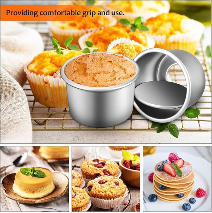 2Inch Cake Pan Set of 4, Nonstick Stainless Steel Smash Cake Pans, Round Mini Cake Pans Tin Small Size for Baking Muffin Fondant Cheesecake Mold Healthy Dishwasher Safe - Image 6