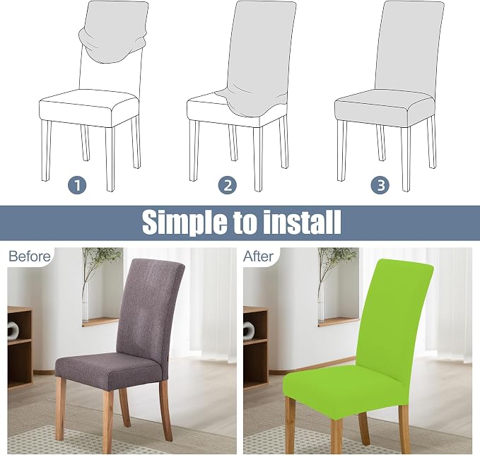 Dining Chair Covers, Stretch Seat Covers, Washable Furniture Protector | Washable, Stretch Fit, Soft, Non Slip, Dining Chair Covers, Seat Protector, Furniture Protector - Image 4