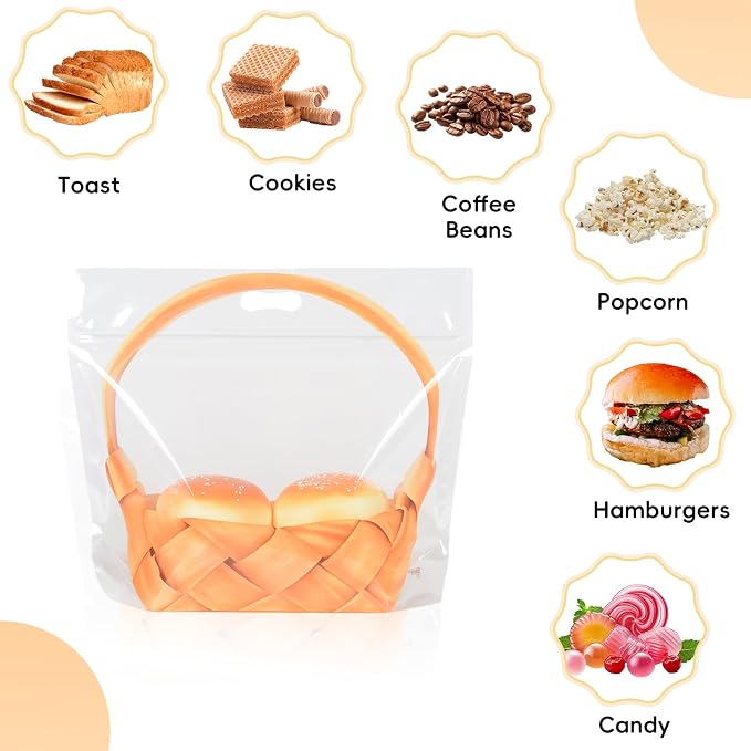 Funcoo Plastic Bread Bags for Homemade Bread, 50 Pcs Sourdough Loaf Food Storage Bags, Bakery Bags with Window for Loaves, Cookie, Bagels (12.6x10.8") - Image 3