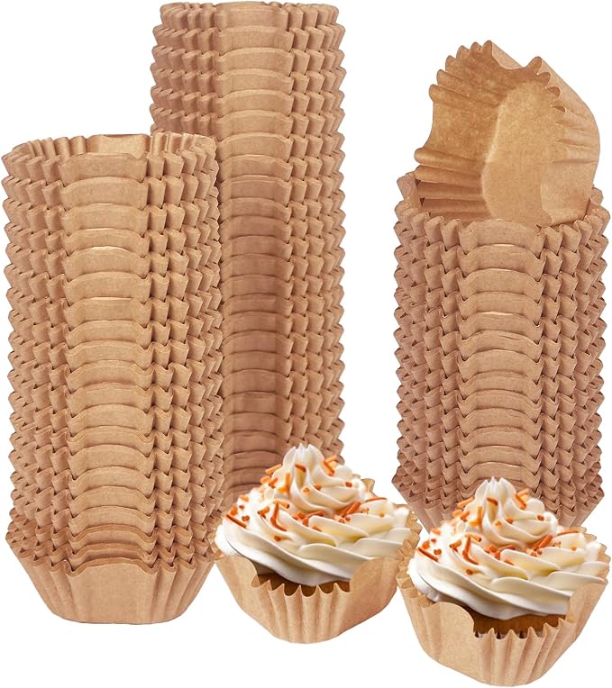 qiqee Square Cupcake Liners, 500 Count, Natural Brown,Standard Size by Qiqee
