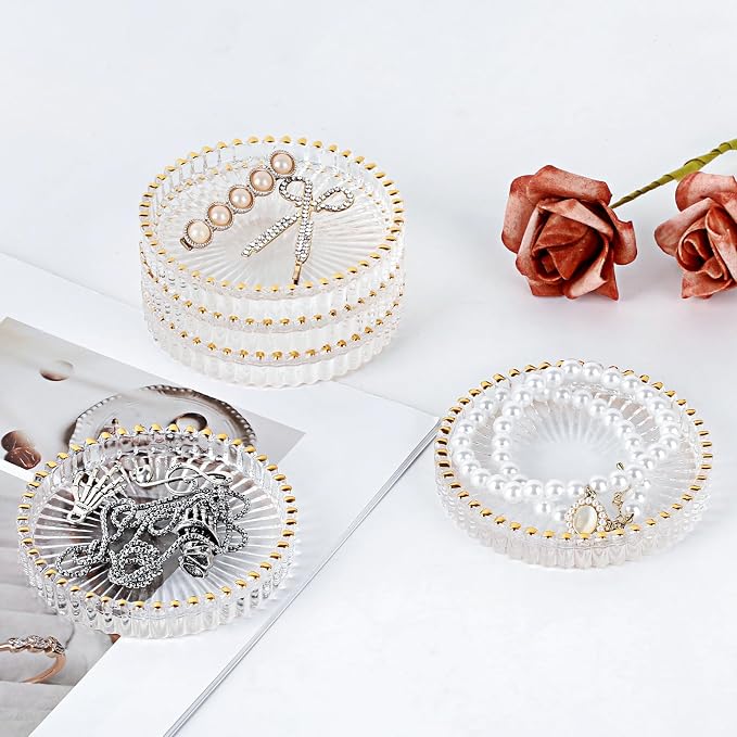 Set of 5 Modern Clear Coaster-Glass Coasters for Drinks,Clear with Gold Rim | Crystal Coasters Round Cup Mat, Coffee Table Decor for Office, Kitchen, Bar, Dining Room, Living Room, Patio - Image 9