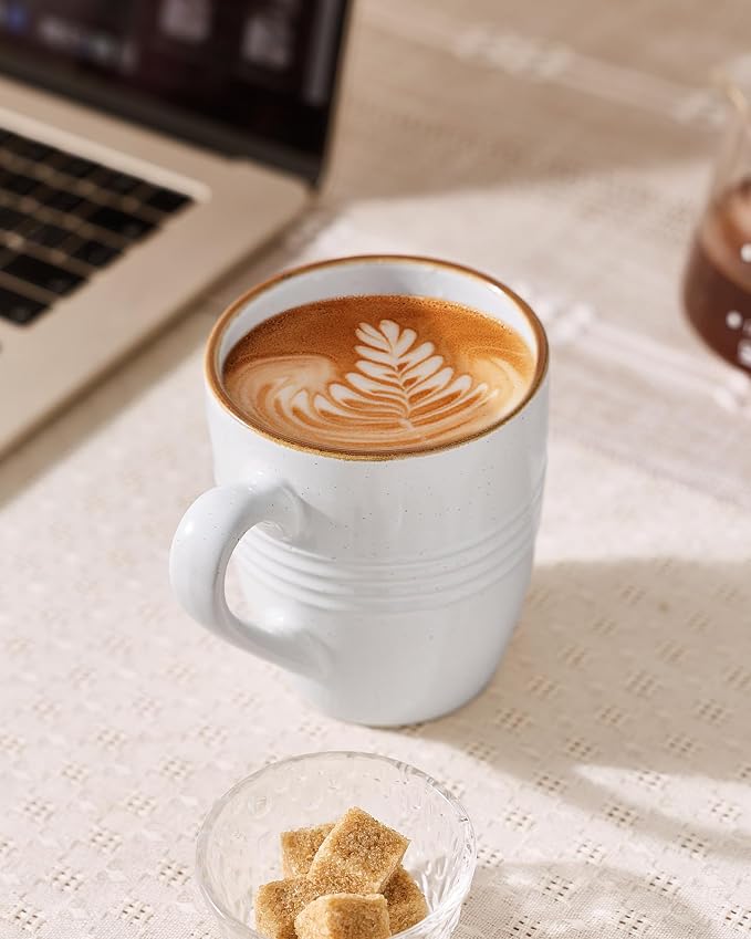 famiware Jupiter Coffee Mugs Set of 8, 13 oz Coffee Mug, Microwave and Dishwasher Safe, Coffee Cups with Handle for Coffee, Tea, Cocoa, Milk, White - Image 3