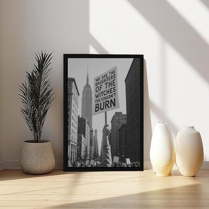 UXCBIA We Are The Daughters, Feminist Protest, Activist, Retro Black And White Poster Canvas Poster Bedroom Decor Sports Landscape Office Room Decor Gift Black Frame 08x12in(20x30cm) - Image 6