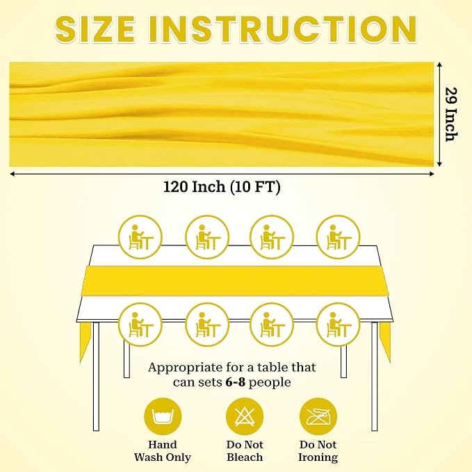Pack of 20 | Yellow | 10ft Chiffon Table Runner 29x120 Inches Long Romantic Rustic Sheer Gauze Runner for Wedding Bridal Shower Birthday Banquets Engagement Spring Easter Boho Decorations - Image 3