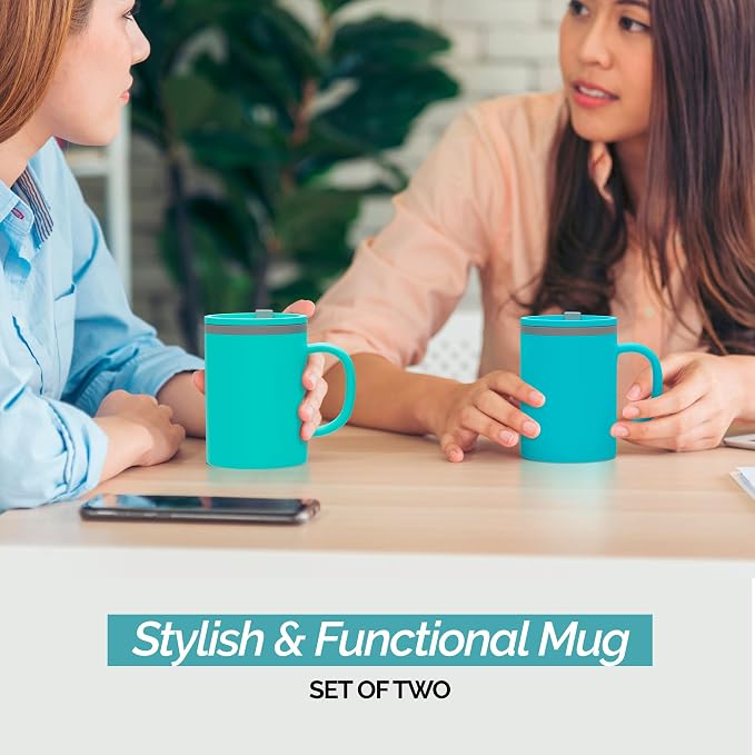 Copco Iconic Desk Mug 16 Oz - Aqua & Mint, Set of 2 - Image 2