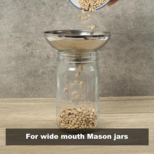 5.7 Inch X 2.78 Inch Mouth Metal Canning Funnel for Wide Mouth Mason Jars - Stainless Steel Wide Mouth Funnel for Kitchen Filling（Wide-mouth funnel without filter）