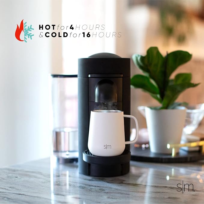 Simple Modern Travel Coffee Mug with Lid and Handle | Reusable Insulated Stainless Steel Coffee Tumbler Tea Cup | Gifts for Women Men Him Her | Voyager Collection | 12oz | Winter White - Image 3