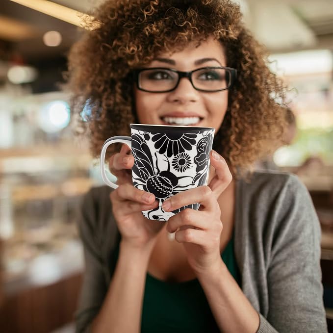 Karma Gifts 14 oz Black and White Boho Mug Bee - Cute Coffee and Tea Mug - Ceramic Coffee Mugs for Women and Men - Image 6