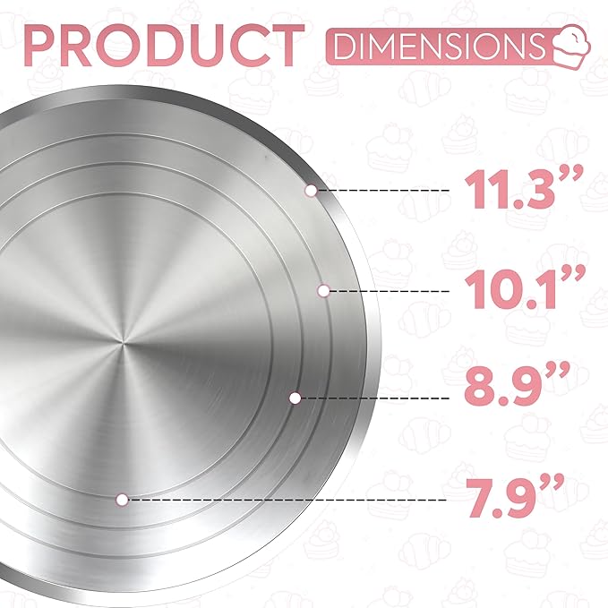 Riccle 12 Inch Pink Aluminium Alloy Revolving Cake Stand – Rotating Cake Turntable for Cake Decorating, Baking, and Cake Decorating Supplies