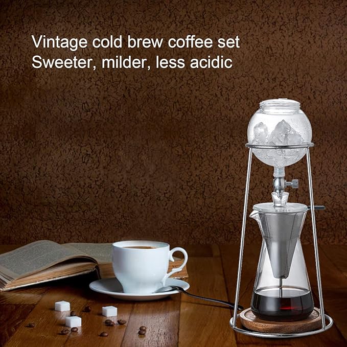 600ML Cold Brew Drip Tower Coffee Maker, Reusable Transparent Borosilicate Glass Iced Coffee Maker for Cafe Home Kitchen