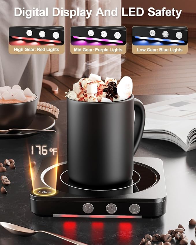 Mug Warmer - 36W Coffee Mug Warmer for Desk with Temperature Display, 2-12Hrs Auto Shut Off, Smart Candle Warmer - Ideal Coffee Gifts Accessories Keep Beverages Coffee Warmer - Image 2