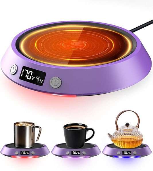 Kepwam Coffee Mug Warmer - 50W Electric Coffee Warmer for Desk 3 Temp Settings & 2-9 Timer Smart Cup Warmer for Desk Candle Warmer Plate with LED Lights Beverage Tea Milk Warmer for Home & Office by Kepwam