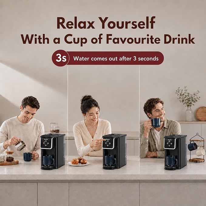 Mecity Coffee Maker 3 in 1 Single Serve Coffee Machine, Compatible with K cup Capsules, Instant Coffee Pot, Tea maker, 6,8,10 Oz Cup, Removable 50 Oz Water Reservoir, 120V 1150W, Dark Grey - Image 3