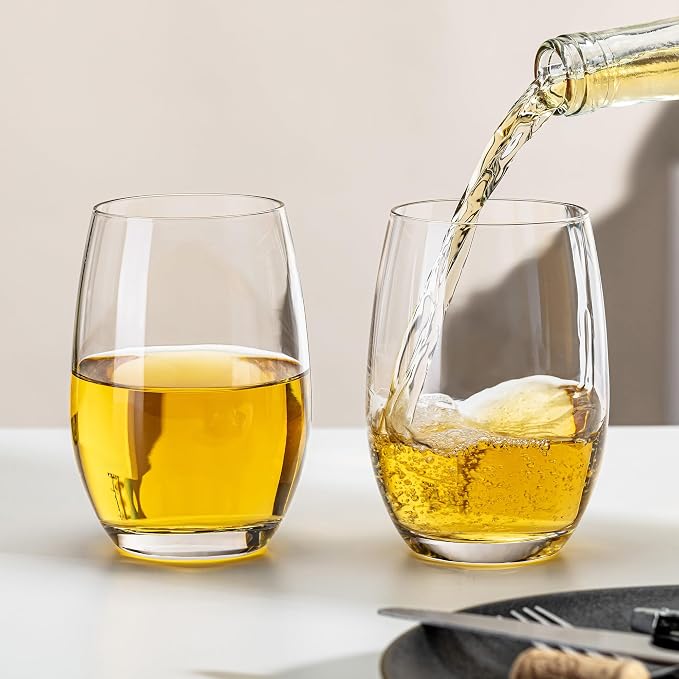 Stemless Wine Glasses Set of 12, 17oz Lead-Free Drinking Glasses for Red & White Wine, Cocktails, Juice, Sturdy Base Glassware Pack for Party, Wedding & Home Bar - Image 7