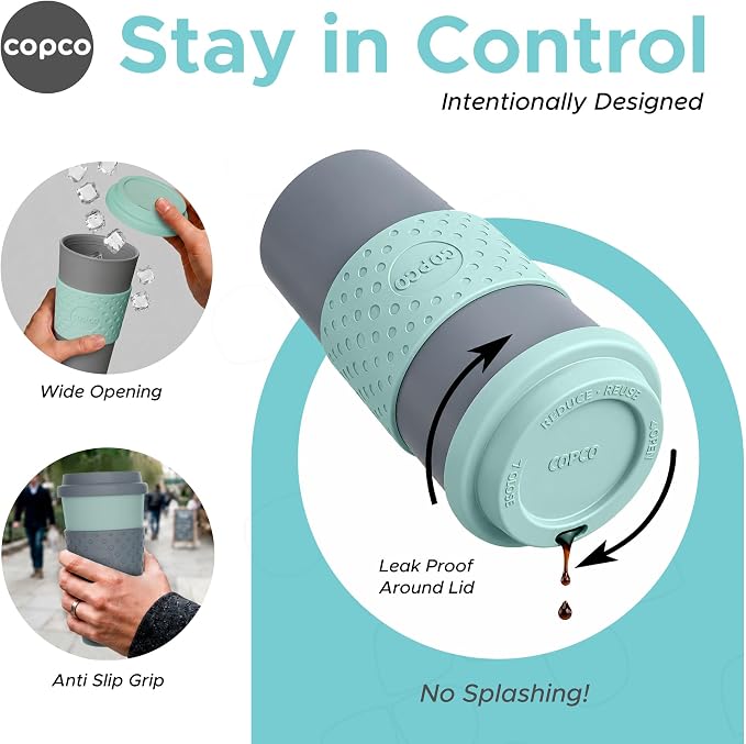 Copco Acadia Travel Mug, 16 Oz - Aqua & Mint/Aqua & Grey, Set of 4 - Image 5
