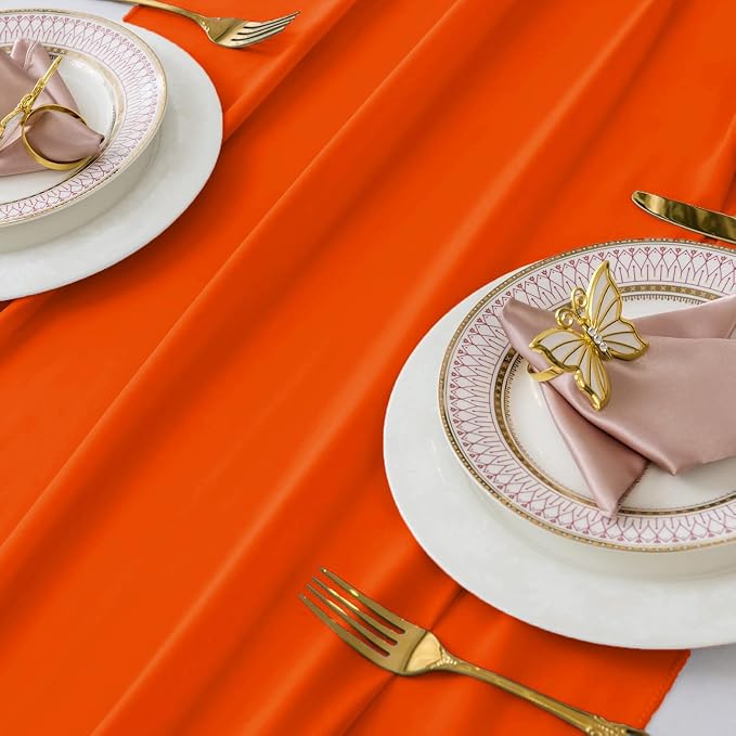 Pack of 15 | Orange |14ft Chiffon Table Runner 29x170 Inches Long Romantic Rustic Sheer Gauze Runner for Wedding Bridal Shower Birthday Banquets Engagement Spring Easter Boho Decorations - Image 4