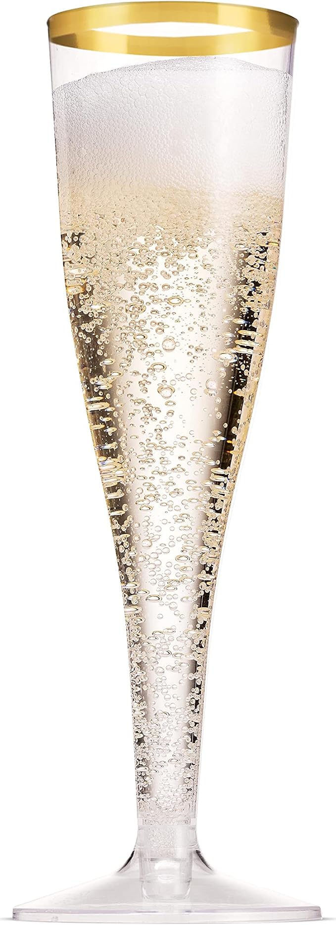 Munfix 100 Pack Gold Plastic Champagne Flutes, 5 Oz Clear Plastic Toasting Glasses Fancy Disposable Wedding Party Cocktail Cups with Gold Rim - Image 5
