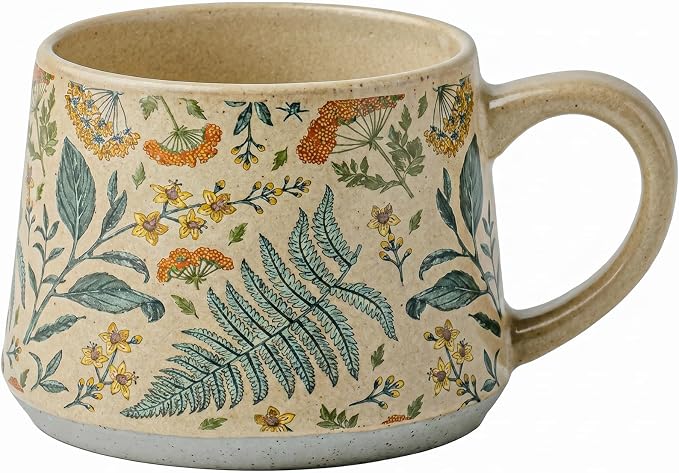 Ceramic Coffee Mug, 13oz Floral Design Pottery cute mugs, Ideal Gift for Women unique vintage pretty coffee mugs (Summer Whisper) by Qixc%C3%B3zti