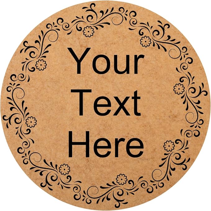 100-1000 Pcs Kraft Custom Sticker Labels Round Customized Labels Wreath Designs Personalized Stickers for Food Jars Gift Essential Oil Bottles Storage Bins(Kraft Paper 12) by Unknown