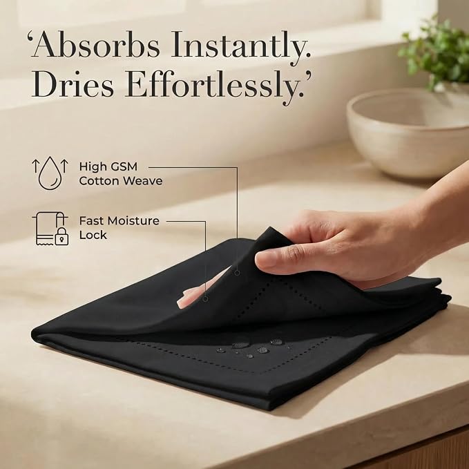 Urban Villa Hemstitch Cloth Dinner Napkins Cotton 20”x20” (Set of 12)-Black - Image 3