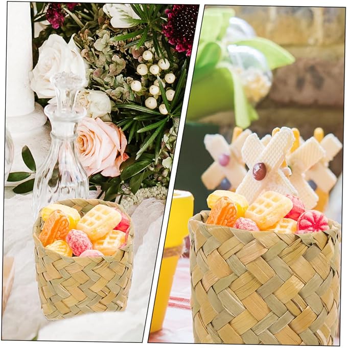 DOITOOL 8pcs Woven Storage Baskets for Organizing Natural Color Decorative Holders for Candy Snacks and Accessories Rustic Farmhouse Style for Home Decor and Packaging - Image 9