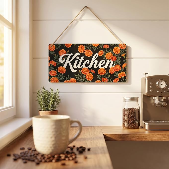 Rustic Farmhouse Kitchen Wall Decor Floral Wood Hanging Sign for Country Cottage Home Styling Vintage Art Plaque Thoughtful Housewarming Gift 12x6 Inches - Image 7