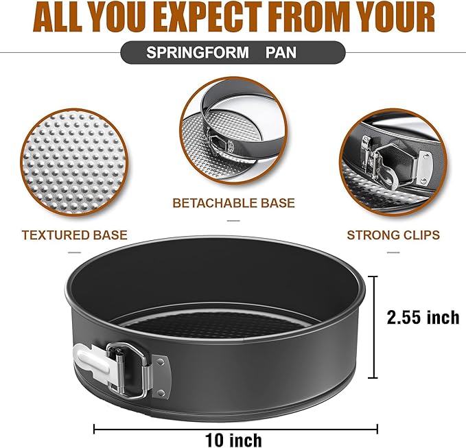 10 Inch Springform Pan Round Non Stick Cheesecake Pan Durable Baking Cake Pans with Removable Bottom Cake Molds for Baking - Image 2